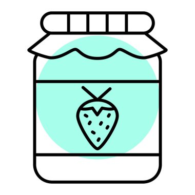 Reçel kavanozu. Ana hatlarıyla çilek şişesi çizimi. beyaz arkaplanda izole