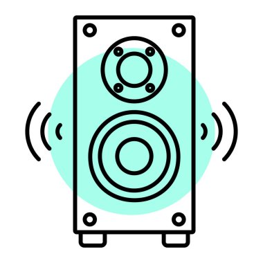 müzik çalar ikon vektörü. Ses hoparlörü. izole edilmiş sınır sembolü çizimi