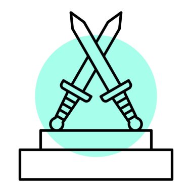 Kılıç simgesi. Web için ortaçağ kılıç vektör simgelerinin özet çizimi