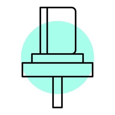 Eğimli bir ağ ile yeşil ve beyaz kare simgesinin vektör illüstrasyonu