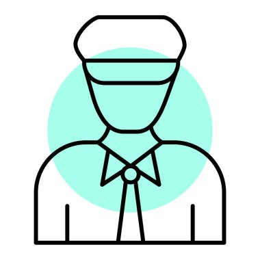 Şapka ikonlu adam. Erkek işçi vektör çiziminin ana hatları. beyaz arkaplanda izole