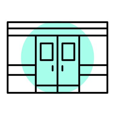 Ofis binası ikonu. çekmece vektörünün özet çizimi ve ağ için tema ögelerini doldur