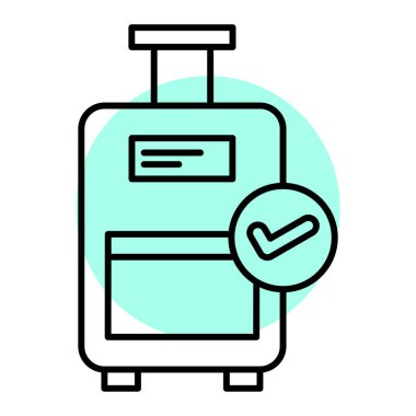 Bavul ve çanta ikonu taşıyıcısı. Ana hat bagaj tabelası. izole edilmiş çizgi simgesi siyah illüstrasyon