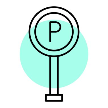 Park yeri simgesi. İnce çizgi sembolü. düz vektör illüstrasyonu