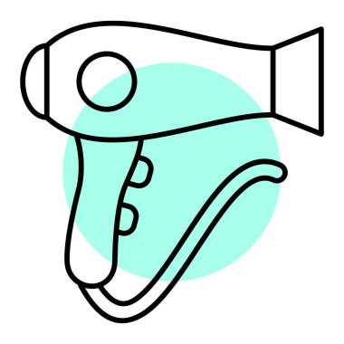 Saç kurutma makinesi ikonu. Web için saç kurutma makinesi vektör simgelerinin özet çizimi