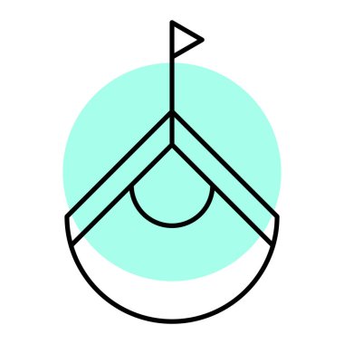 Bayrağı olan golf deliğinin vektör çizimi