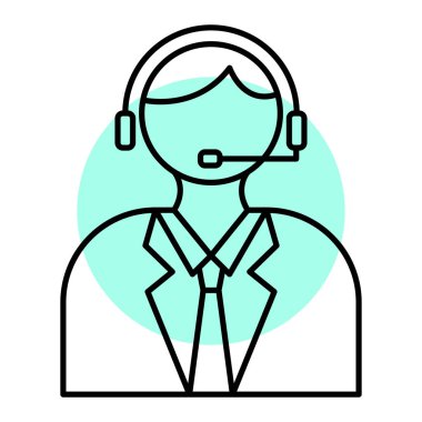 Kulaklıklı çağrı merkezi operatörü ve vektör illüstrasyonunu destekle