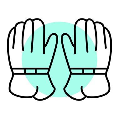 Eldiven ikonu. Ana hatlı spor eldiven çizimi. beyaz arkaplanda izole