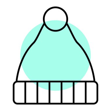 kış şapkası ikonu. Web için örülmüş süveter vektör simgelerinin özet çizimi