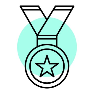 Yıldız ikonlu bir madalya. Web için ödül vektör simgelerinin özet çizimi