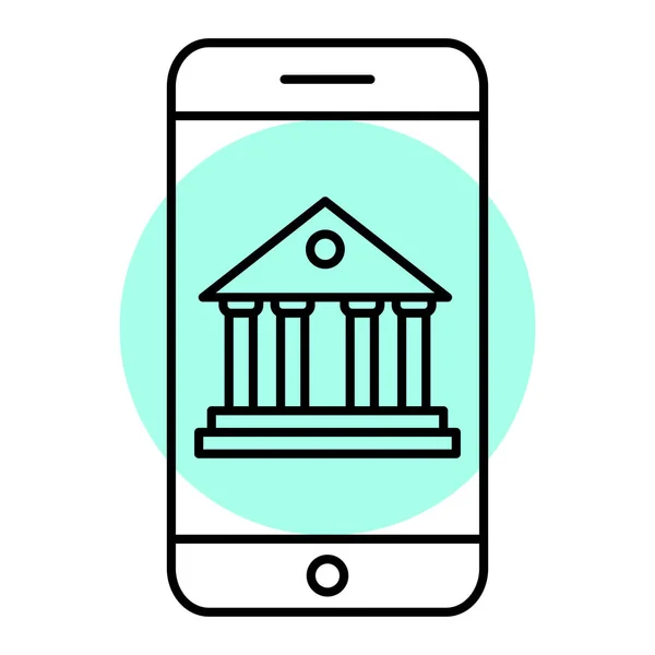 Smartphone Com Banco Ícone Bancário Móvel Ilustração Vetorial — Vetor de Stock