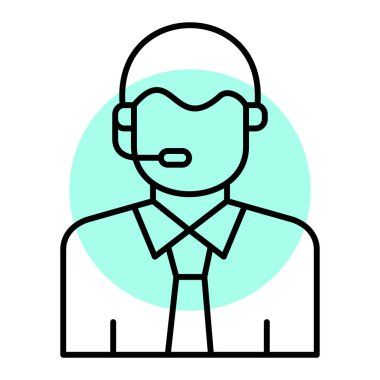 kulaklık çizgisi ikon vektör illüstrasyon tasarımına sahip avatar işçisi