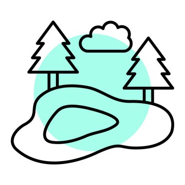 Çam kozalağı vektör illüstrasyon tasarımlı orman ağaçları