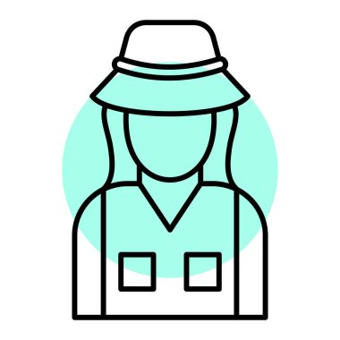 Şapkalı ve çantalı kadın ikon vektör illüstrasyon tasarımı