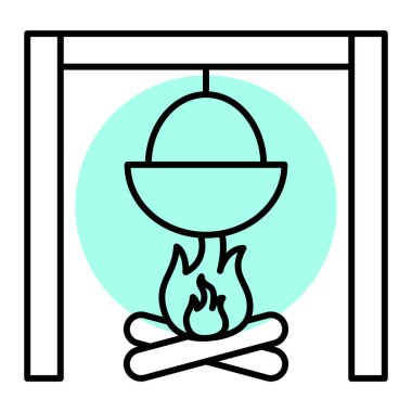 Kamp ateşi. Web simgesi vektör illüstrasyonu