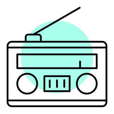 Beyaz arkaplanda retro radyo simgesi. vektör illüstrasyonu