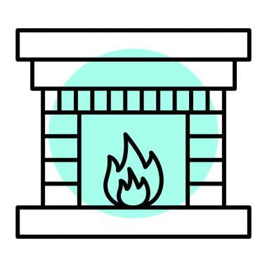 Ateş simgesi vektör illüstrasyon tasarımlı şömine