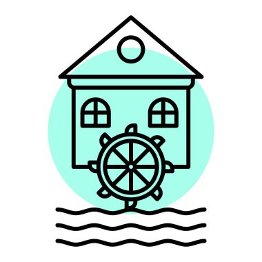 Su değirmeni simgesi, vektör illüstrasyonu