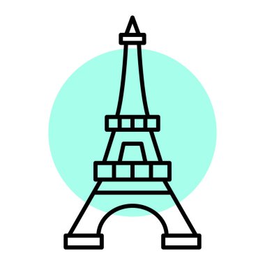 Eyfel kulesi simgesi beyaz arkaplanda izole edilmiş. seyahat sembolü çizimi