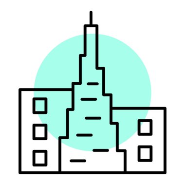 Şehir binası ikonu. Web için gökdelen vektör simgelerinin özet çizimi