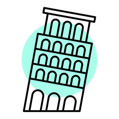 Beyaz arkaplanda karikatür tarzında izole edilmiş pisa simgesi. seyahat sembolü