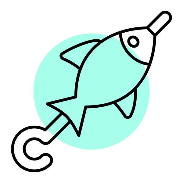釣り針付きの魚 Webアイコンシンプルなイラスト — ストックベクタ