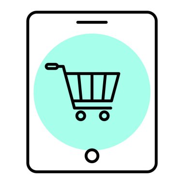 Alışveriş arabası simgesi, vektör illüstrasyonu