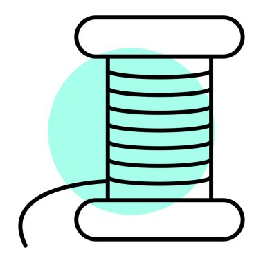 İplik makarası simgesi. Web için iplik vektör simgelerinin ince çizgi çizimi