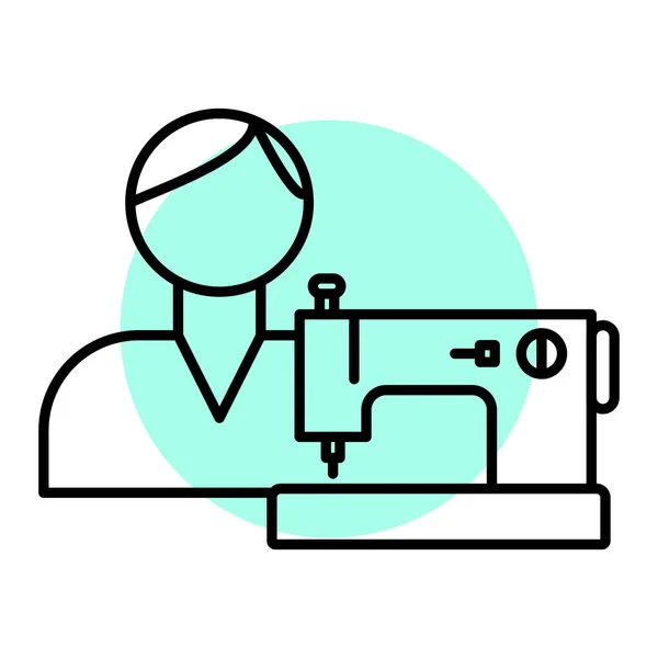 Sewing Machine Icon Outline Illustration Female Tailor Vector Icons Web — Stock Vector