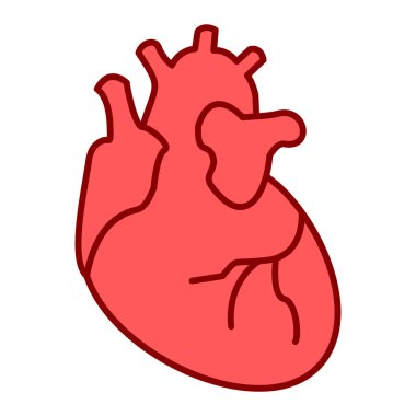 İnsan kalbi anatomisi ikonu. Web tasarımı için kan vektör sembolünün düz çizimi