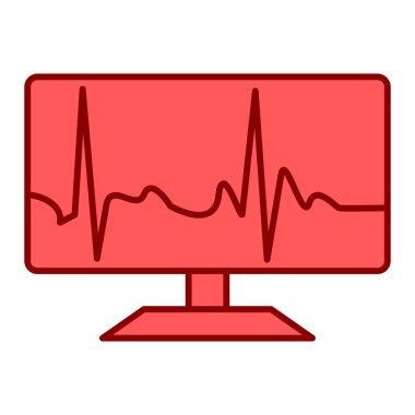 Kardiyogram ve kalp atışı vektör illüstrasyon tasarımlı bilgisayar monitörü