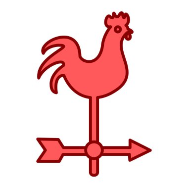 Beyaz arka planda kırmızı horoz ikonu. vektör illüstrasyonu