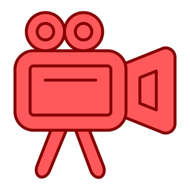 Video kamera ikon vektörü. Taslak film projektörü işareti. izole edilmiş sınır sembolü çizimi