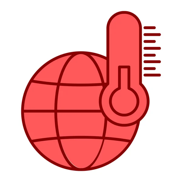 Ikona Termometru Linii Globu Ilustracja Wektora — Wektor stockowy
