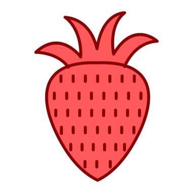 Çilekli meyve ikonu. web tasarımı için kırmızı çilek vektör çizimi