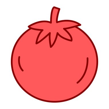 Domates ikonu. Web için kırmızı soğan vektör simgelerinin çizgi film çizimi