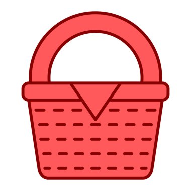 Sepet ikonu. Web için kırmızı piknik vektör simgelerinin basit çizimi