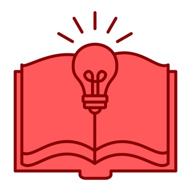 Beyaz arkaplan üzerinde ampul simgesi olan kitap, vektör illüstrasyonu