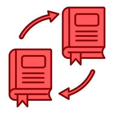 Kırmızı satırlı ve biçim simgesi tasarımı, vektör illüstrasyonlu kitap