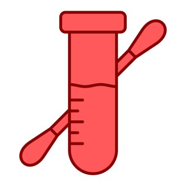 Test tüpü simgesi. Laboratuvar matarası çizimi. izole düz biçim.