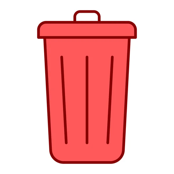 Icono Cubo Basura Ilustración Simple Vector Papelera Reciclaje Rojo Aislado — Vector de stock