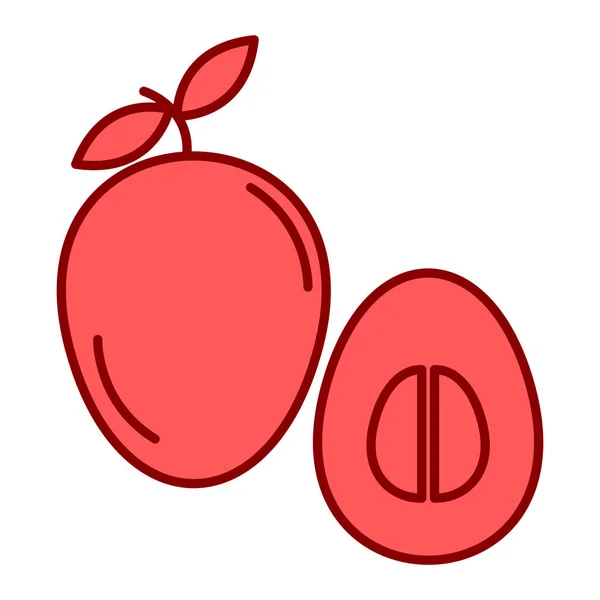 Κόκκινο Και Πορτοκαλί Φρούτα Εικονίδιο Πάνω Από Λευκό Φόντο Διανυσματική — Διανυσματικό Αρχείο