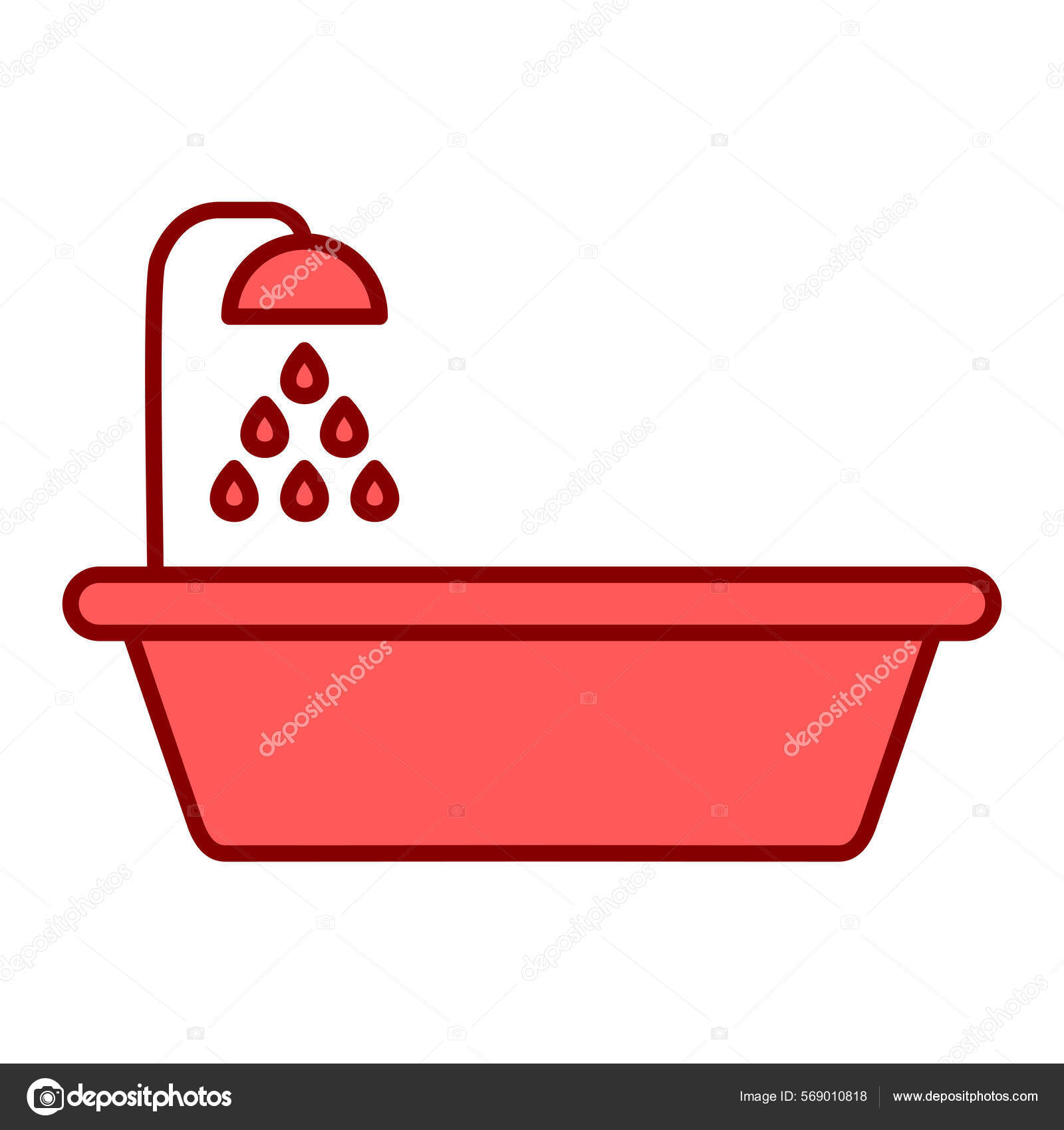 Ванна Векторным Рисунком Капли Воды Векторное Изображение.