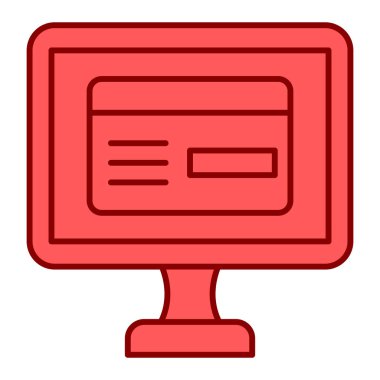 Kırmızı ekranlı bilgisayar monitörü beyaz arkaplanda izole edildi. vektör illüstrasyonu