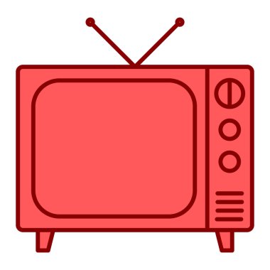 Retro televizyon ikonu. Beyaz arkaplanda eski televizyon vektör illüstrasyonunun çizgi filmi