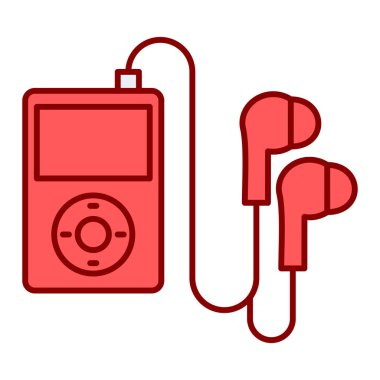 kırmızı ve beyaz çizgi müzik ikonu. vektör illüstrasyonu