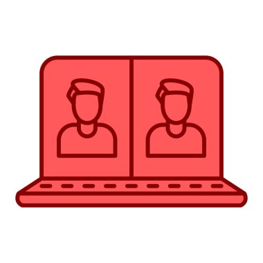 dizüstü bilgisayar ve insanlar renkli vektör resimlemesi simgeleri
