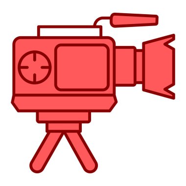 Video kamera simgesi. Beyaz arkaplanda izole edilmiş web tasarımı için film projektörü vektör simgelerinin basit çizimi