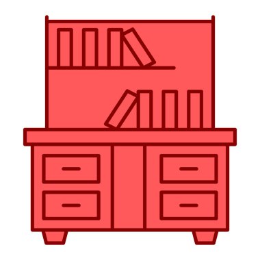 çekmeceli kitaplık ve kitap vektör illüstrasyon tasarımı