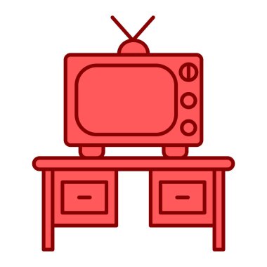 Televizyon ikonu. Web için televizyon vektör simgesinin çizgi film illüstrasyonu